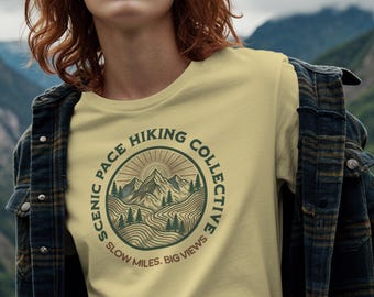 Chemise de randonnée, T-shirt aux couleurs confortables, Chemise Slow Living, Cadeau pour les amoureux de la nature