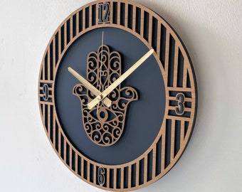 Decorative Wooden Wall Clock, Rustic Wall Clock, Wooden Wall Clock, Modern Wall Clock, Wall Clock Latin Numbers