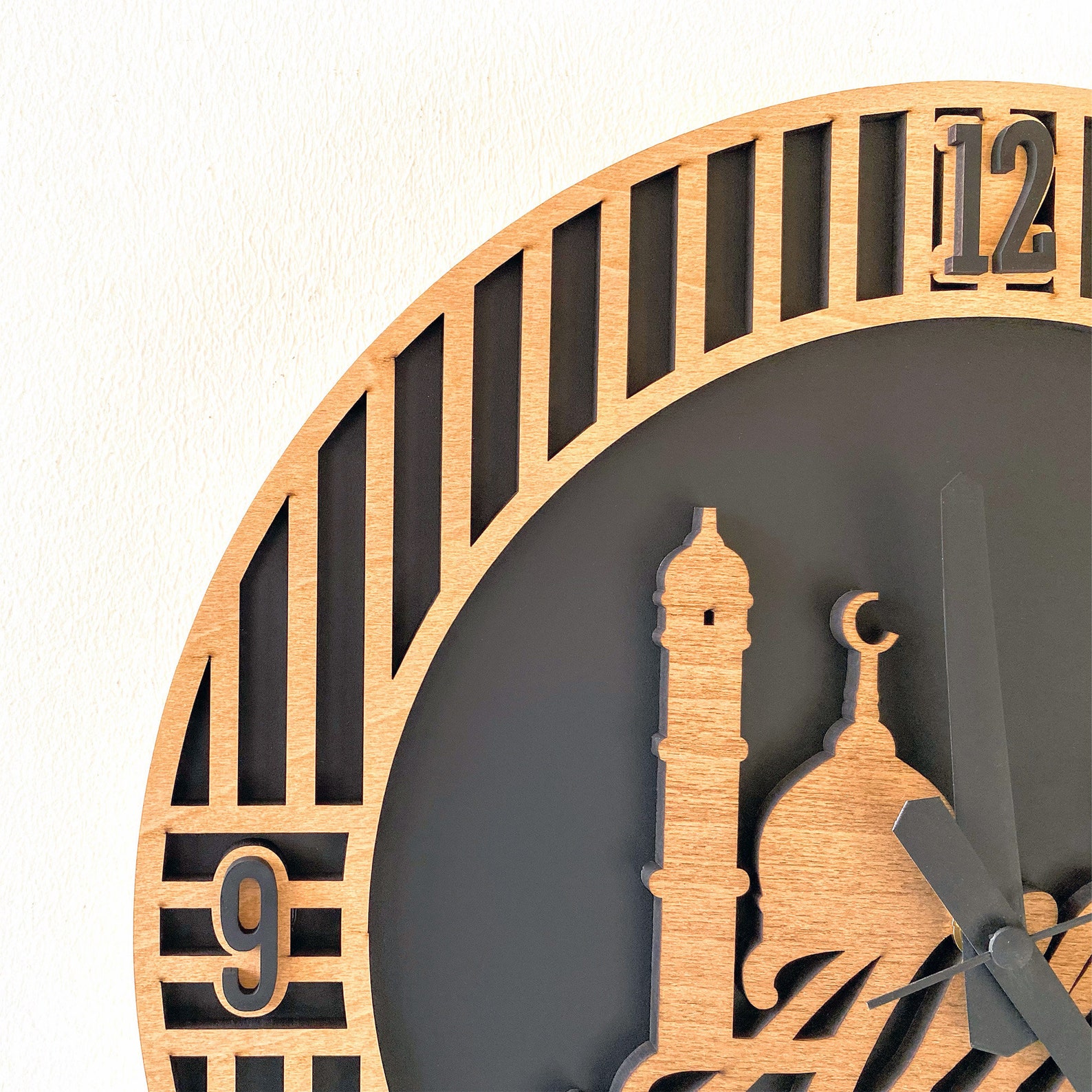 Wooden Allah Islamic Wall Clock, Muslim Home Clock, Islamic Clock Art ...
