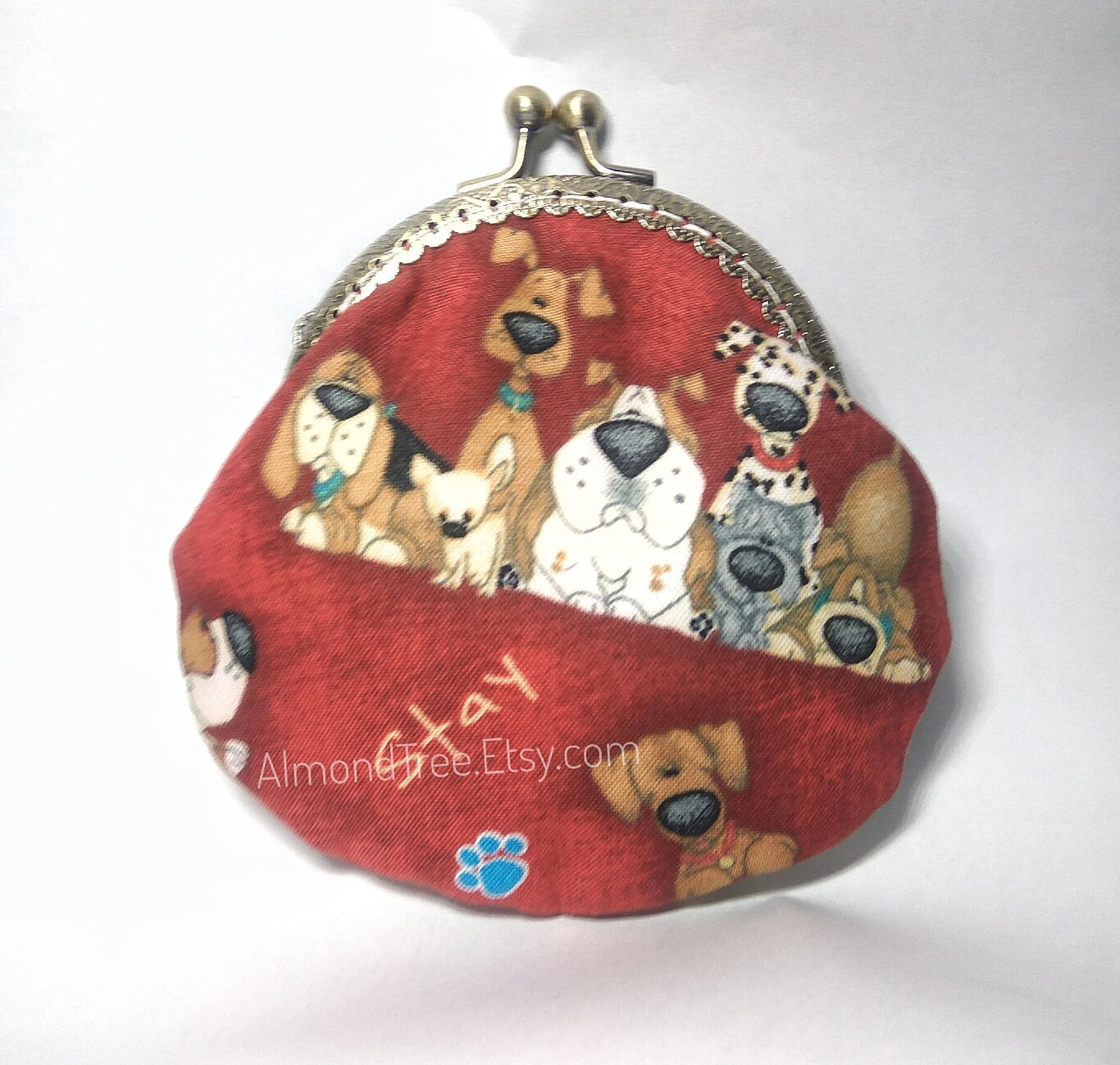 Red Kawaii Dogs handmade purse kisslock snap metal frame | Etsy