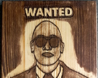 Personalized Wooden Portrait,  hand carved WANTED portrait.