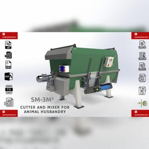 Design av SM-3m3 djurfodermaskin - 3D-modellinnehåll med komplett produktion och produktionsfiler för laserskärning, bockning, [DIGITAL]