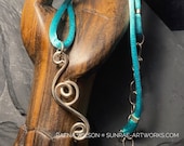 Swirl Whimsy - Reversible Sterling Silver Wire Art Sculpture Pendant on Satin cord