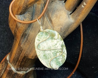 All the Soothe — Tree Agate Sterling Silver Reversible Wire Wrap Art Pendant