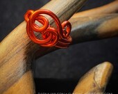 Red Enameled Copper Wire Art Sculpture Ring SZ 7.5