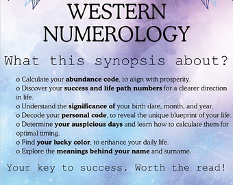 Western Numerology Birth Chart PDF + Bonus Pythagorean Square | Life Path, Name Meaning, Personal Code | Digital Self-Discovery Guide