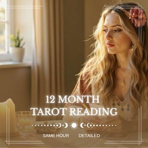 12 Month Tarot Reading, Year Ahead Future Predictions, Same Hour Personalized Tarot, Detailed Yearly Insight, Fast Custom Tarot