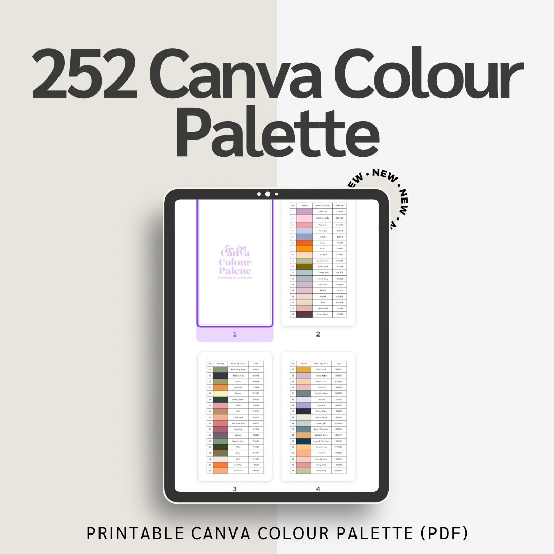 252 Printable Canva Colour Palette, List of Colour, Pastel Colour ...