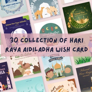 30 Verzameling van Hari Raya Aidiladha 2024 wenskaart