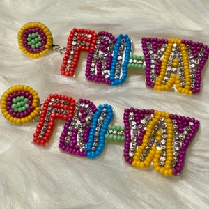 Fri-Yay Fun Beaded Dangle Earrings