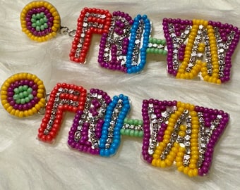 Fri-Yay Fun Beaded Dangle Earrings