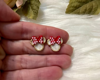 Minnie Magic Red Bow Stud Earrings