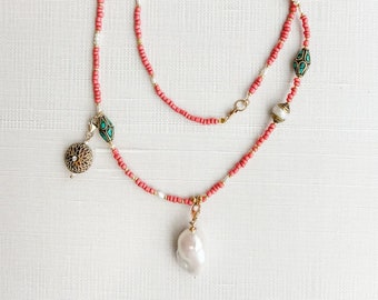 Lisbon Collection - Necklace III - Charm Gemstone & Vintage Mix