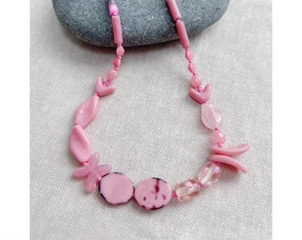 Color Story Series - Pastel Pink Vintage & Gemstone Necklace