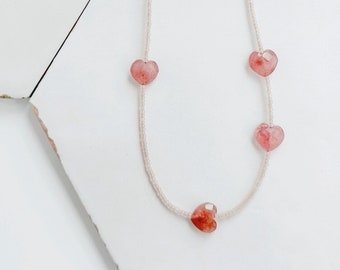 Pink Quartz Heart Necklace