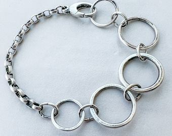 Handmade Silver Link Bracelet - Chunky Sterling Handmade, One of a Kind