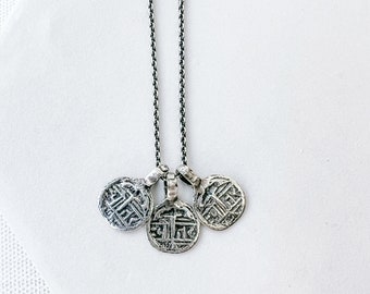 Rustic Vintage Charm Necklace - Sterling Silver