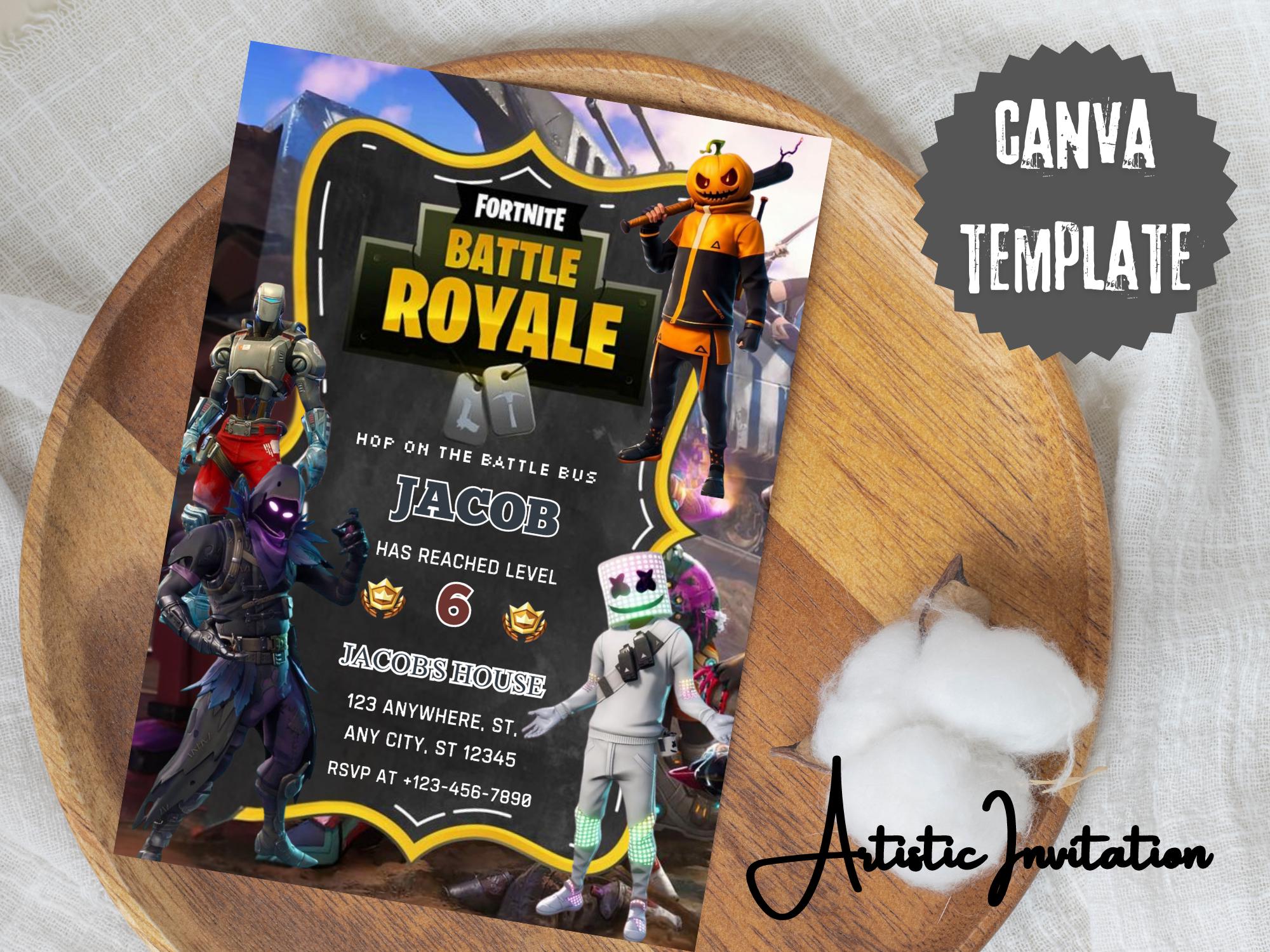 Editable Fort Game Birthday Invitation, Printable Fortnight Invitation ...