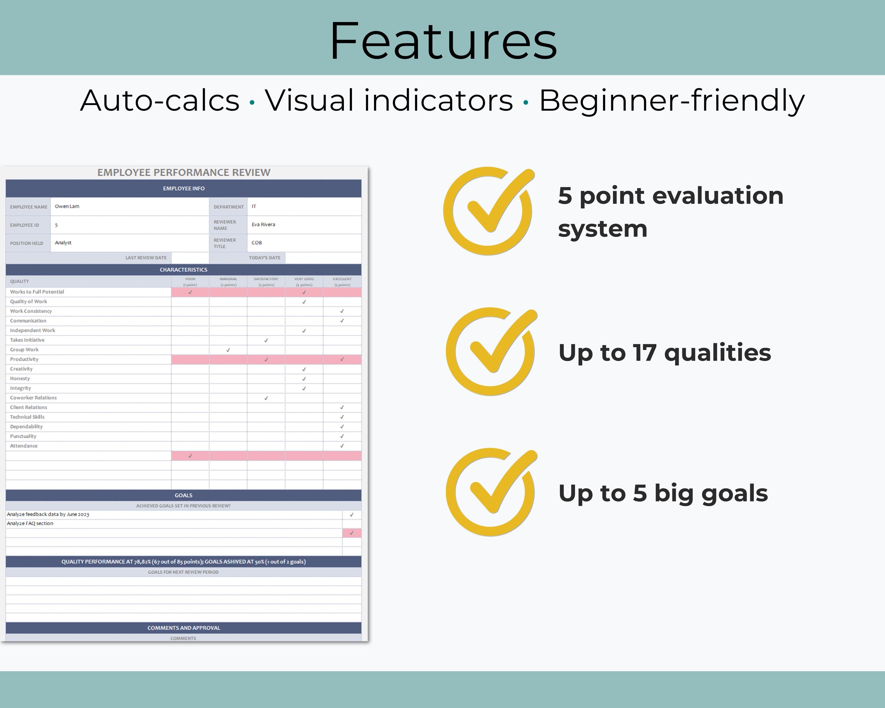 Employee Performance Review Template: HR Appraisal Excel & Google ...