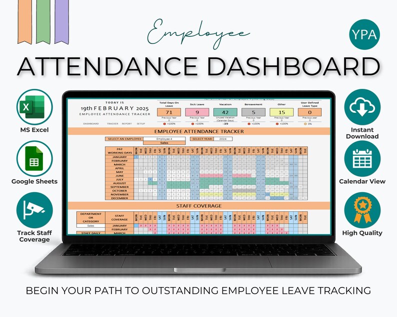 Employee Attendance & Leave Tracker | HR Excel Template With Dashboard ...