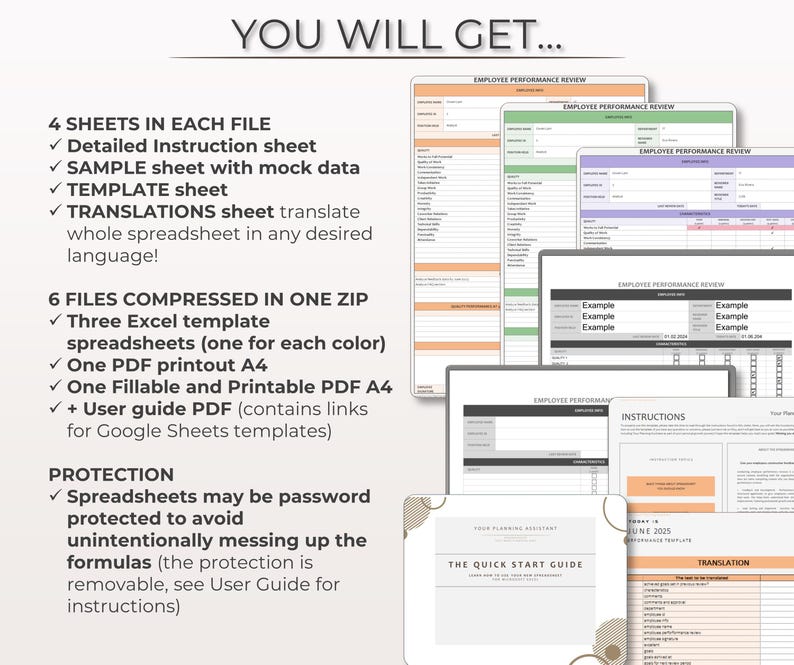 Performancepoint Sheets Employee Performance Review - Excel & Google Sheets | Auto-scoring 5 ...
