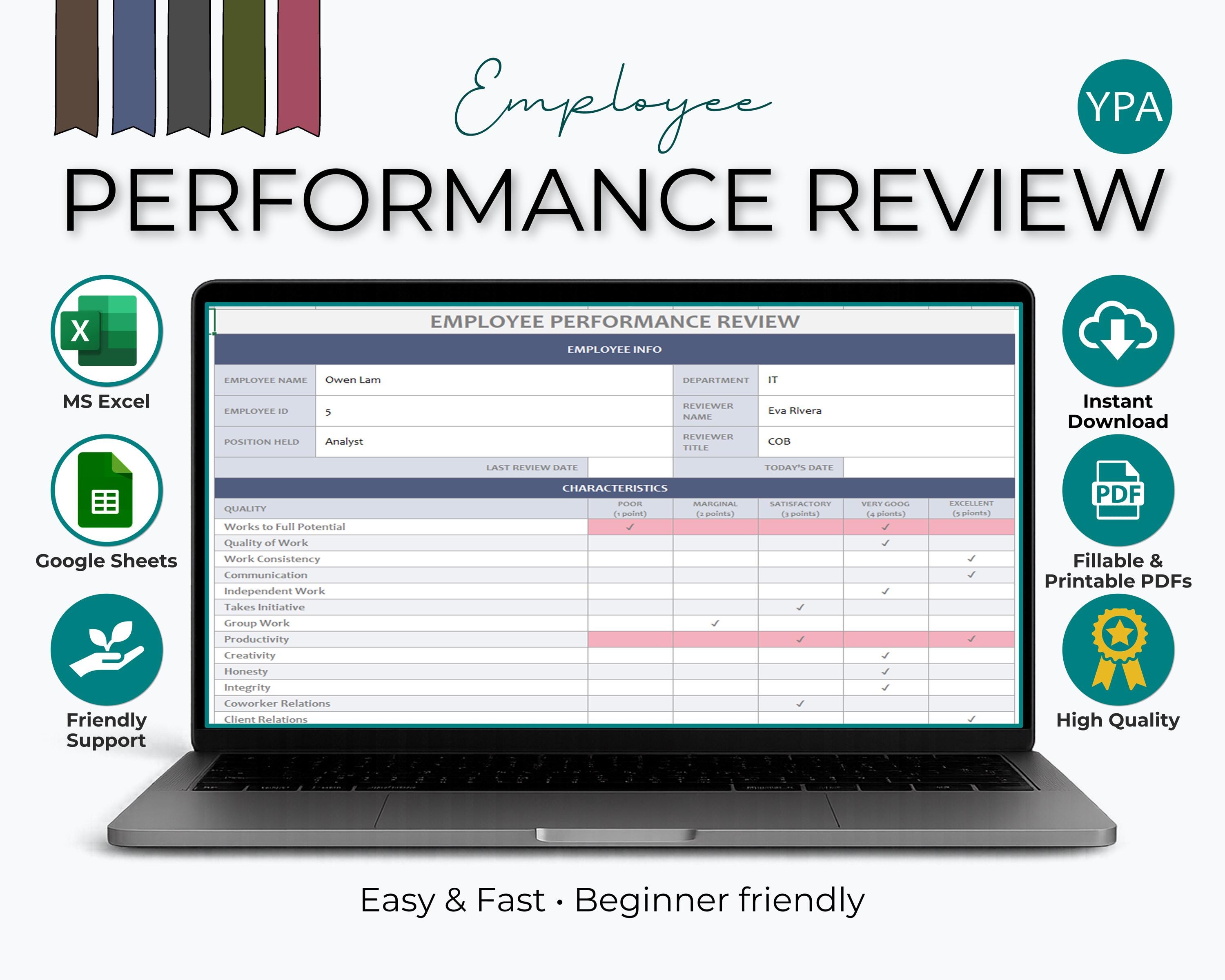 Employee Performance Review Template: HR Appraisal Excel & Google ...