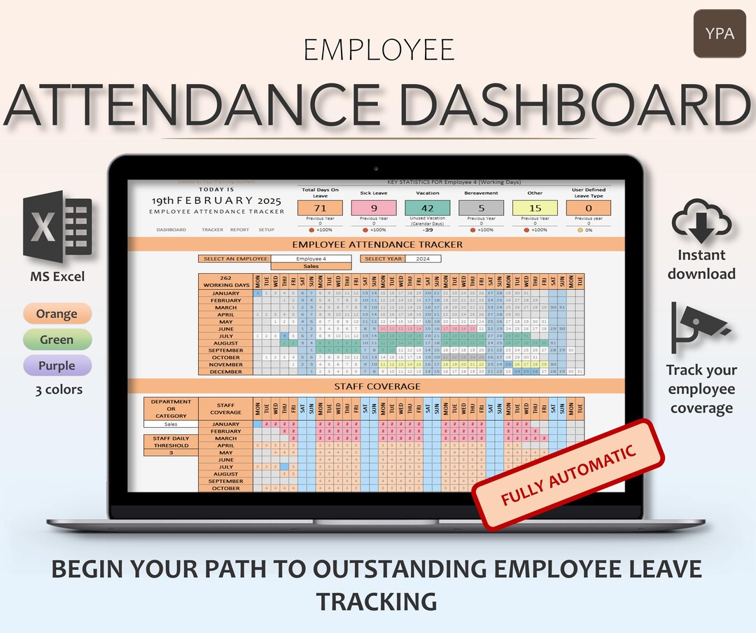 Employee Attendance and Leave Tracker | Easy Excel Dashboard for HR ...