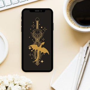 Set of 7 dragon iPhone wallpapers, dark academia phone wallpaper, dark romance iPhone background, digital wallpaper, dragon phone wallpaper