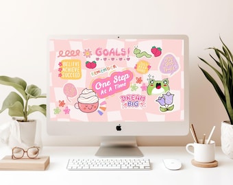 Cute Desktop wallpaper, inspirational desktop wallpaper, desktop aesthetic, digital products, y2k laptop wallpaper, MacBook wallpaper