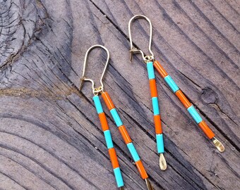 Stripes on Sticks Earrings, Mod Stripes, Mod Colors- Colorful Earrings- Pick your colors