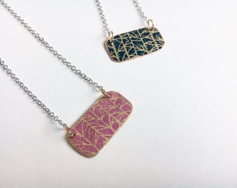Gold Trees Morning or Night Necklace //Brass/Copper// silver plated necklace