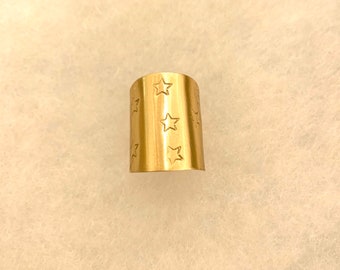 Star stamped/ Large Brass Band/ adjustable/ Ring