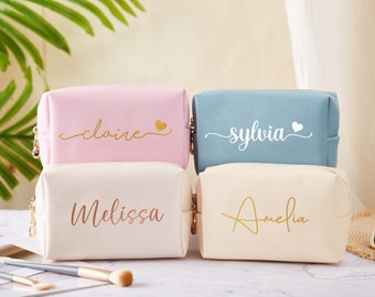 Custom Makeup Bag, Monogram Cosmetic Bag for Women, Travel Toiletry Bag, Unique Bridesmaid Gifts, Birthday Gift for Her, Bridal Shower Gift