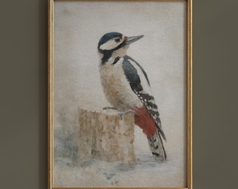 DIGITAL | Vintage Woodpecker Bird Print, Antique Bird Illustration, Ornithology Artwork #81