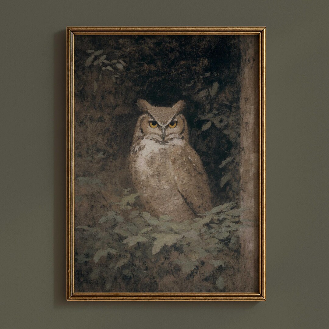 DIGITAL | Owl Wall Art Printable, Vintage Owl Illustration, Woodland ...