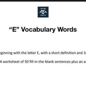 E Words - ELA 7th Grade vocabulary worksheet