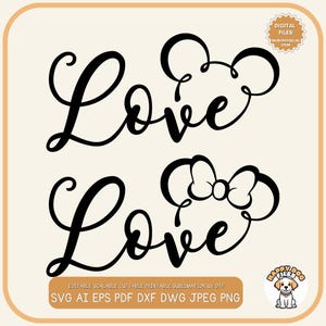 Love Hears outline SVG PNG file Valentine file Disney Love Clip Art Love Couple clipart Anniversary T shirt Mouse Love svg Mouse Head png