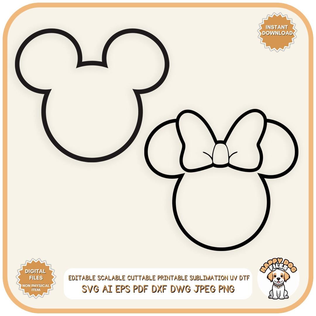 Mouse Ears Head Outline Pack SVG File, Mickey Outline PNG Outline Mouse  Ears, Minnie Mouse Head Outline Printable Cut File Mouse Silhouette - Etsy, image size:1080x1080