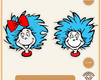 File Svg a strati di Thing One Little Miss Thing 1 svg Little Miss svg Thing 1 Little MissPng Svg Pdf Eps Dxf Silhouette ad alta risoluzione Cricut