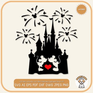 Zamek Miłość Fajerwerki Plik SVG PNG Zamek Księżniczki Plik Magic Kingdom ClipArt Miłość Walentynki Wycieczka Święta Powitanie Sezon Rodzina Wakacje
