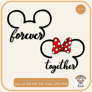 Juntos por siempre SVG PNG archivo Archivo de San Valentín Disney Love Clip Art Clipart de pareja de amor Aniversario Camiseta Mejor juntos Amor Cabeza de ratón