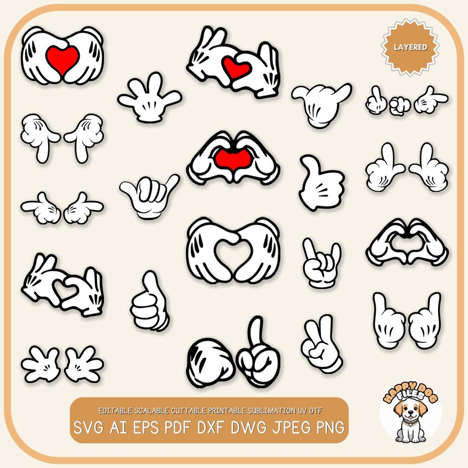 Mouse Hands SVG PNG File Mouse Glove Hands File Mickey Hands Clip Art ...