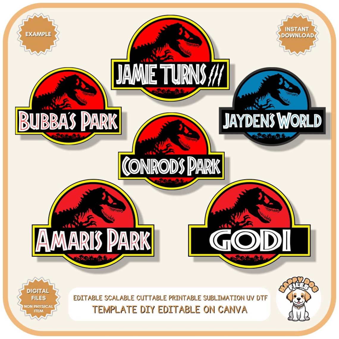 Jurassic Lettering Jurassic Template for CANVA No Design Skills Needed Create Unlimited ...