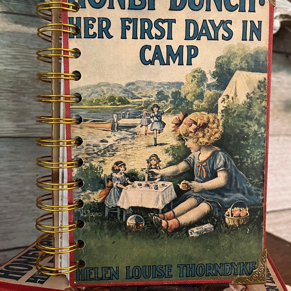 Vintage, Honey Bunch: Her First Days In Camp Upcycled Journal, Scrapbook, Old Book Notebook, Antique Diary