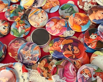 Movie Magnets, Upcycled VHS Cover, 1.25", Favorite Characters, 90's
