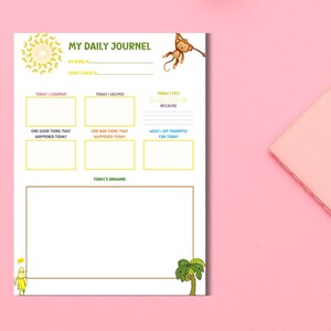 Afdrukbare dagelijkse planner voor kinderen, leuk aap-thema A4 en US-Letter, schema voor kinderen, dagelijks schema voor kinderen, planner kinderen