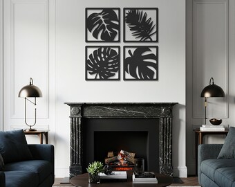 Arte mural de hojas tropicales, Arte de palmera Monstera, Decoración mural de metal, Decoración botánica, Decoración natural, Decoración tropical, Regalo para amantes de la naturaleza, Regalo tropical
