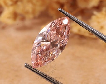 2 CT Pink Marquise Diamond , Lab Grown Diamond Anniversary Ring , Wedding Ring Gift , Fancy Loose Diamond For Earring Pairs, CVD Diamond