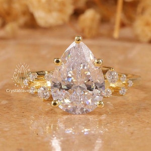 2.0 CT Pear Shape Diamond Ring, F /VS Lab Grown Diamond Engagement Ring, Muse Wedding Ring, Diamond Ring for Her, Anniversary Gift For Her
