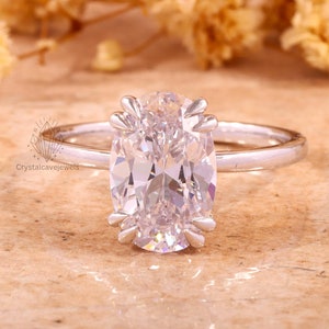 Klassische 3 CT Oval Verlobungsring Oval Moissanit Ring Oval Solitär Diamant Ring 14K Weißgold Ehering Jahrestag Geschenk für Frauen
